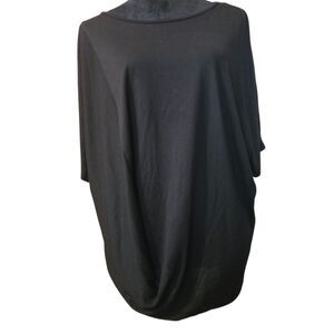 Athleta L T Shirt Dolman Knit Jersey Black Oversized Draped Neutral